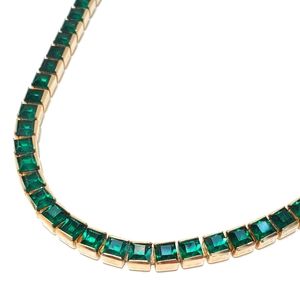 Reinad Green Crystal Rhinestone Necklace Gold Plated 1920s Art De…